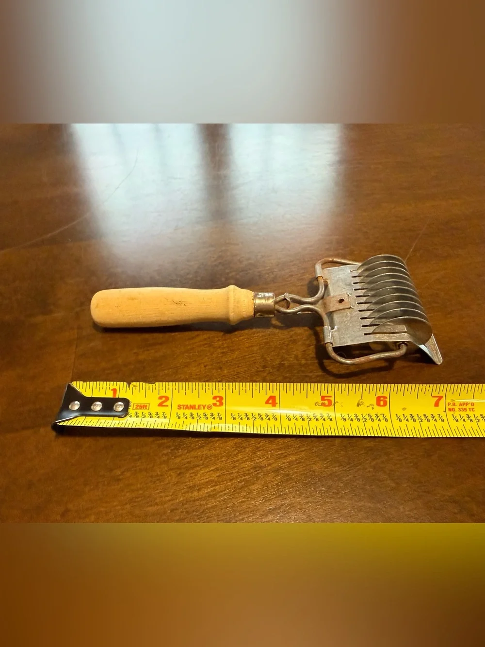 Vintage Stainless Steel Noodle Pasta Cutter 10 Blade Wood Handle